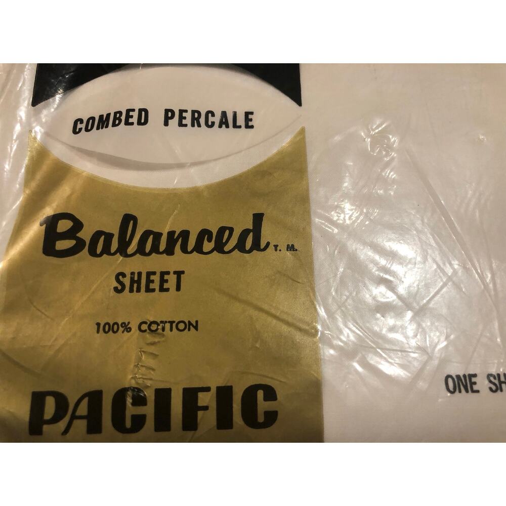 Vintage Twin Size White Pacific Flat Sheet 100% Cotton Made in USA 72x108 New